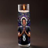 Lamar Jackson prayer candle, designed by Pray To The Stars
